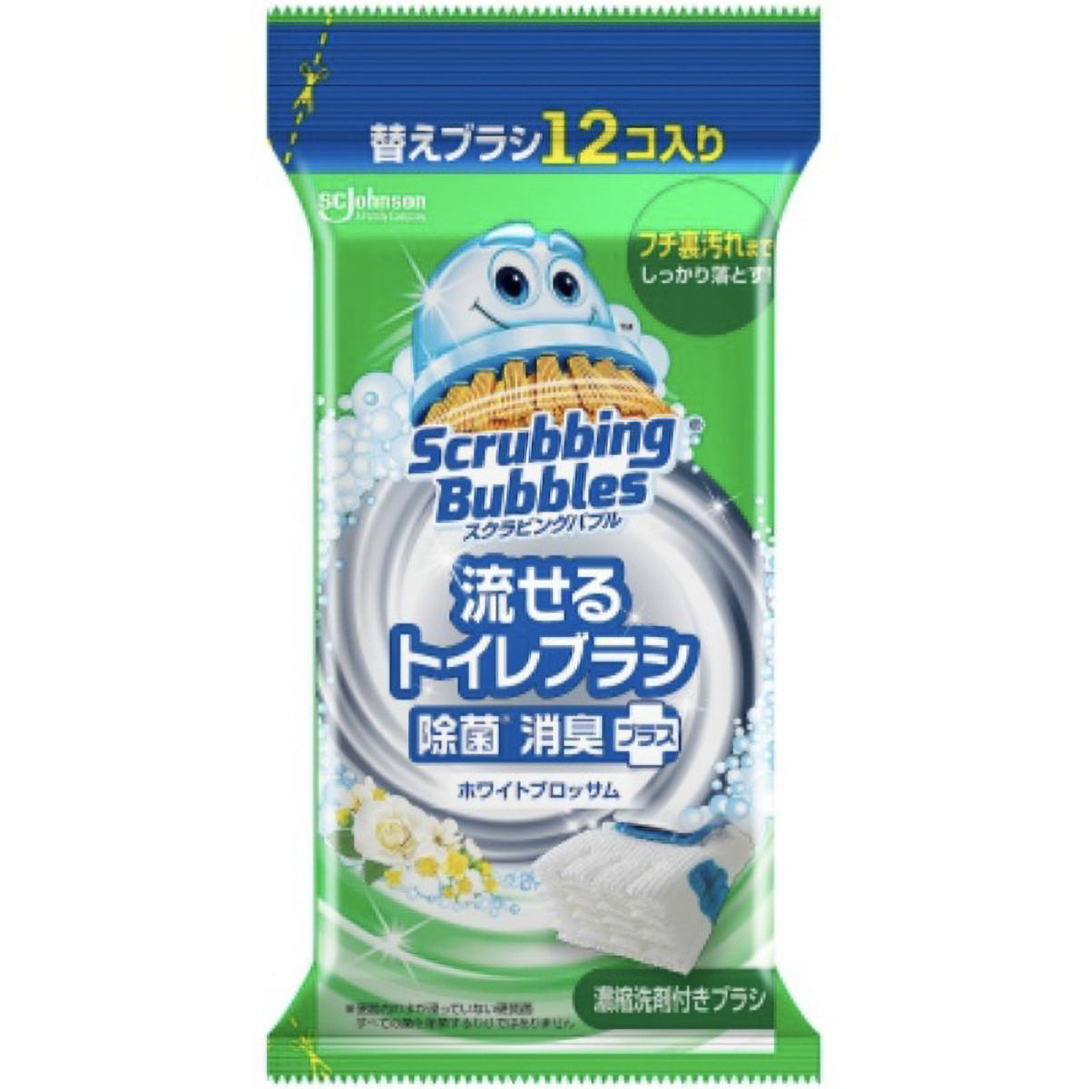 スクラビングバブル　流せるトイレブラシ　ホワイトブロッサムつめかえ用　１２個