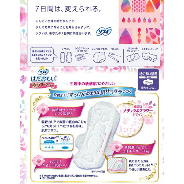 ソフィ　はだおもい極うすスリム２６０羽つき　２８枚