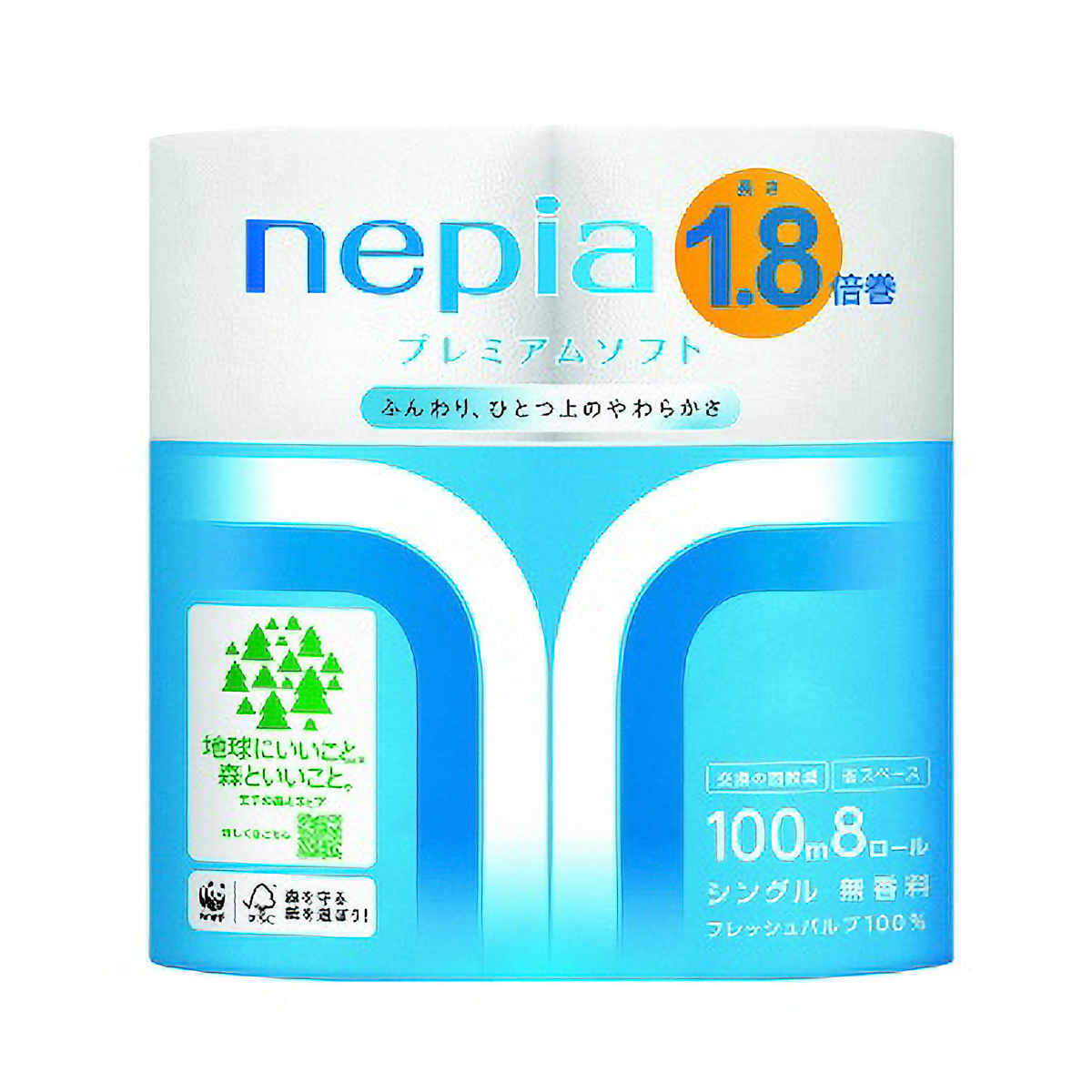 ネピアプレミアムソフトトイレットロール１．８倍巻８ロールシングル１００Ｍ
