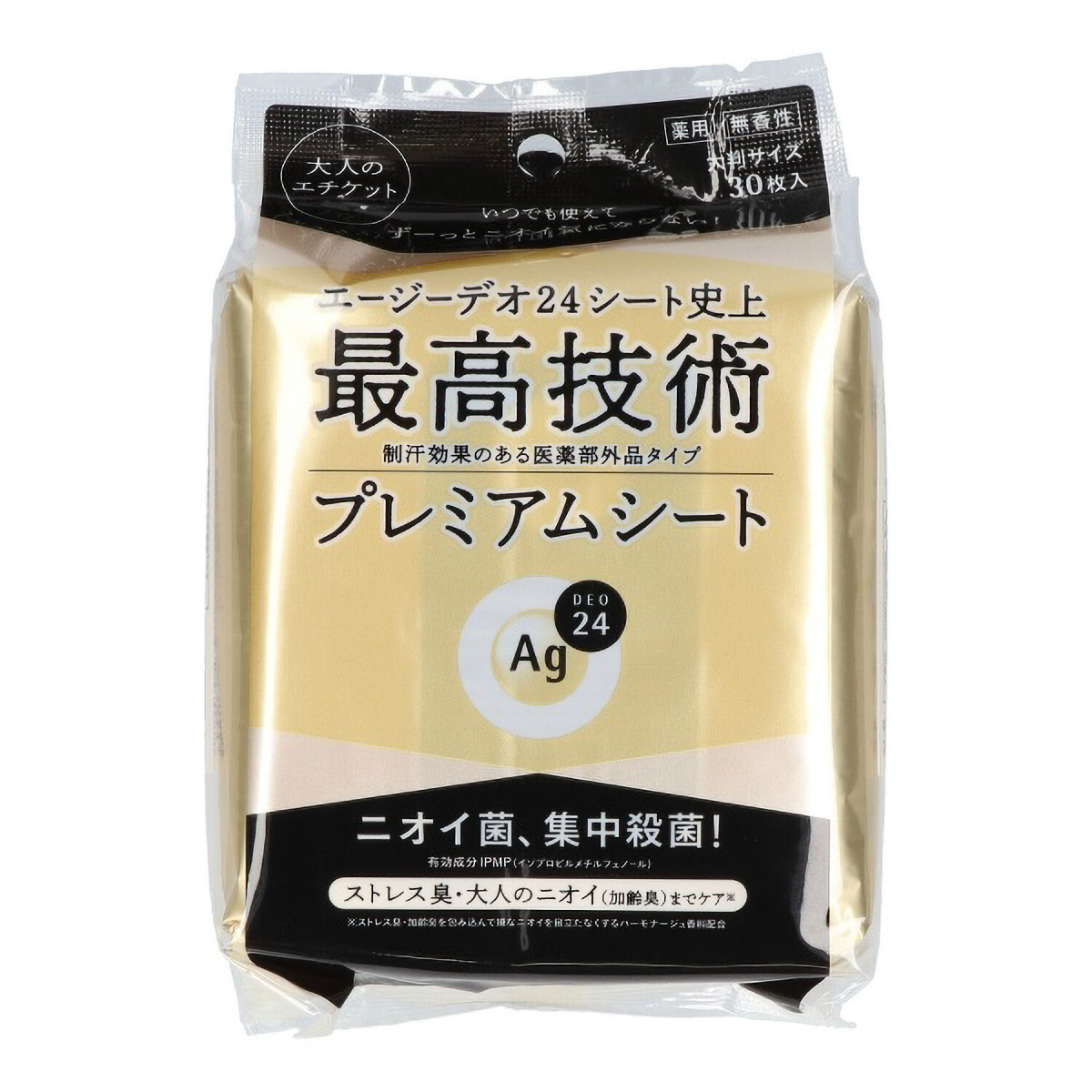 エージーデオ２４　プレミアム　デオドラント　シャワーシート無香性３０枚