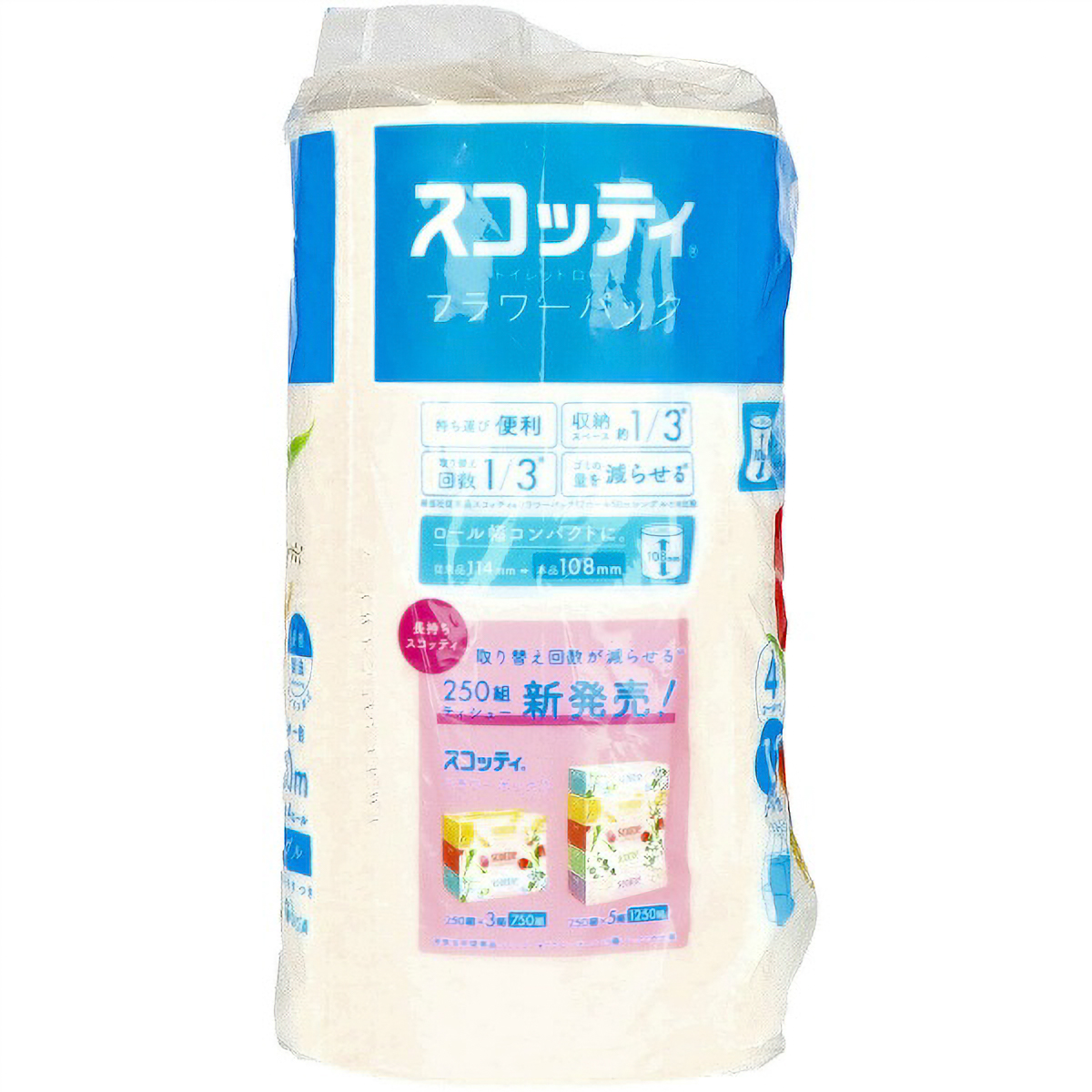 スコッティ　フラワーパック　３倍長持ち　シングル　４ロール