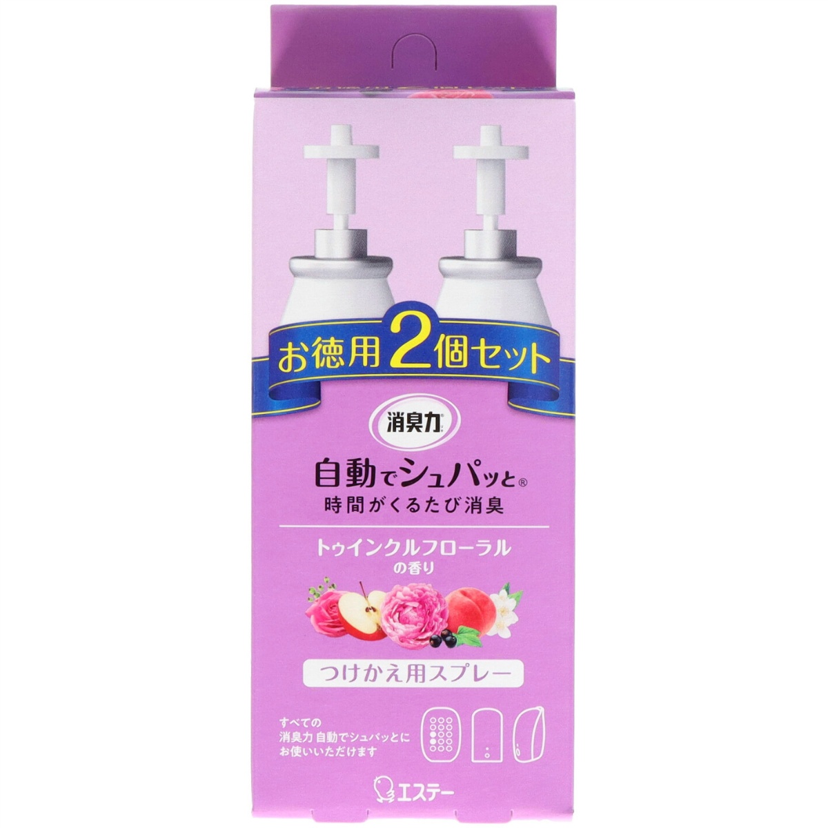 消臭力　自動でシュパッと　消臭芳香剤　つけかえ　２個セット　トゥインクルフローラルの香り　７８ｍＬ