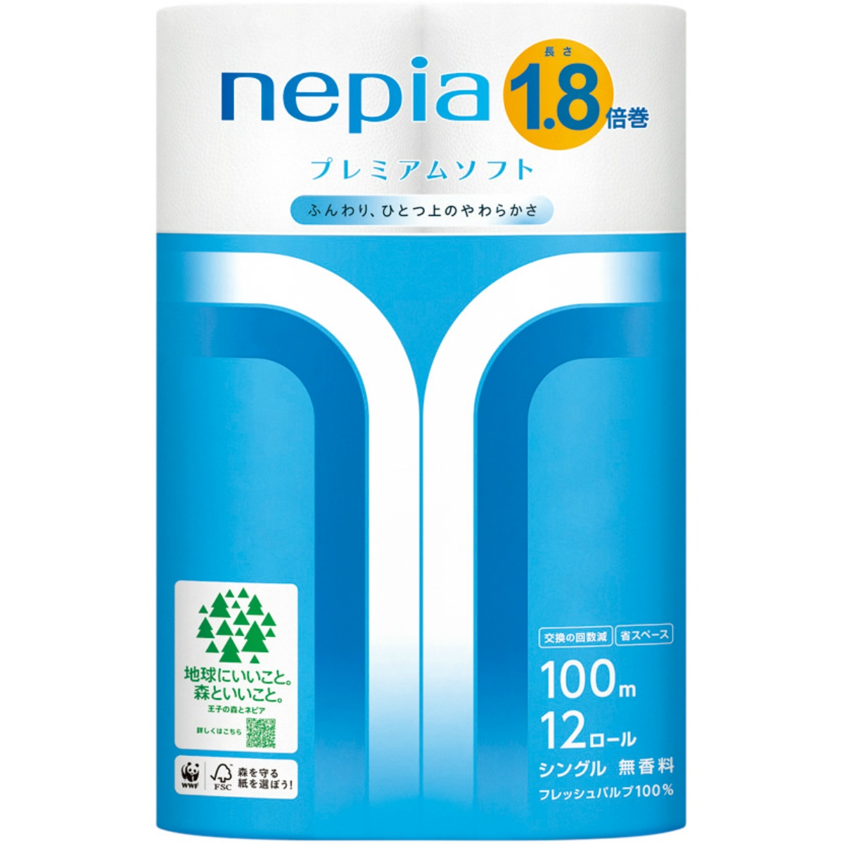 ネピアプレミアムソフトトイレットロール１．８倍巻シングル１００Ｍ　１２ロール