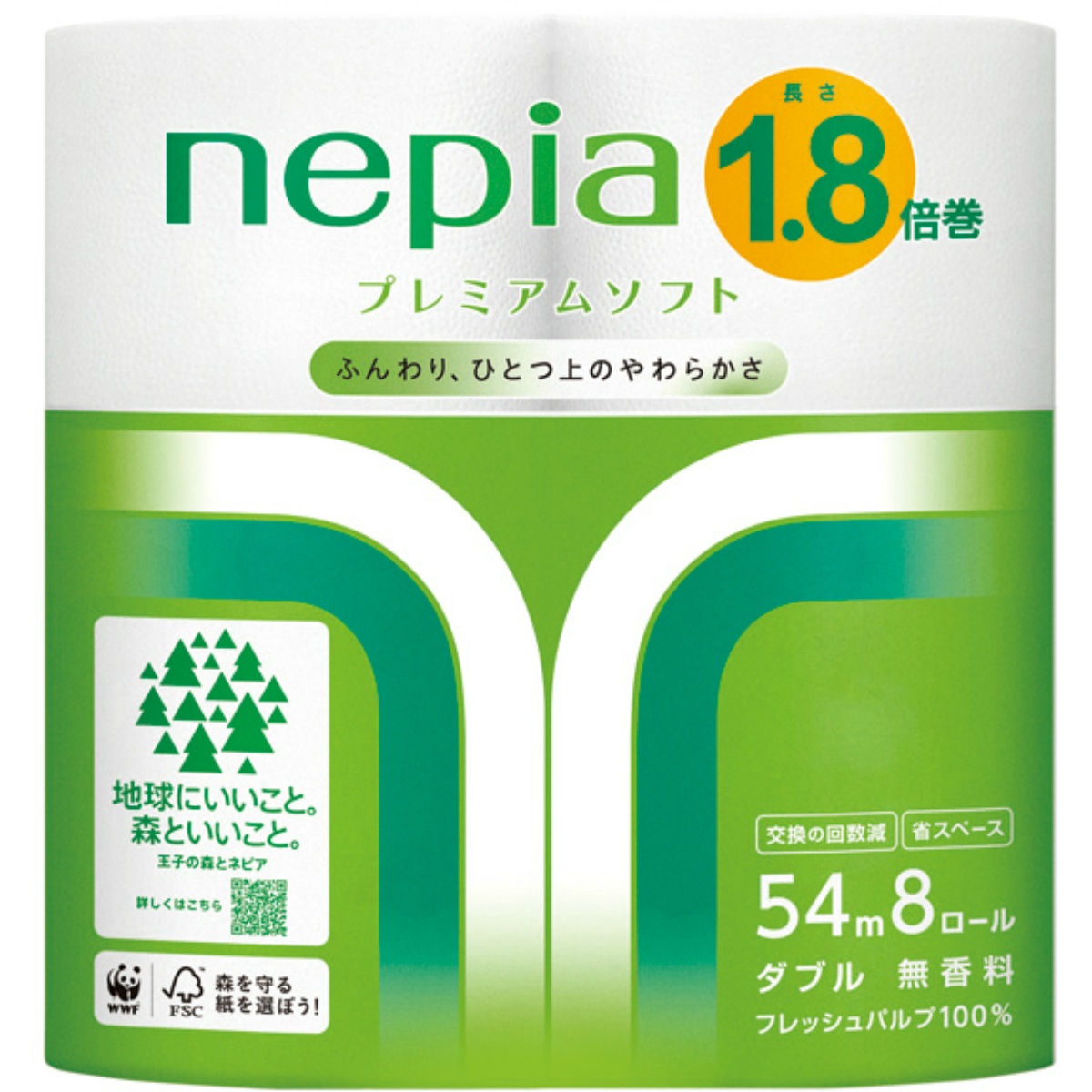 ネピアプレミアムソフトトイレットロール１．８倍巻ダブル５４Ｍ　８ロール