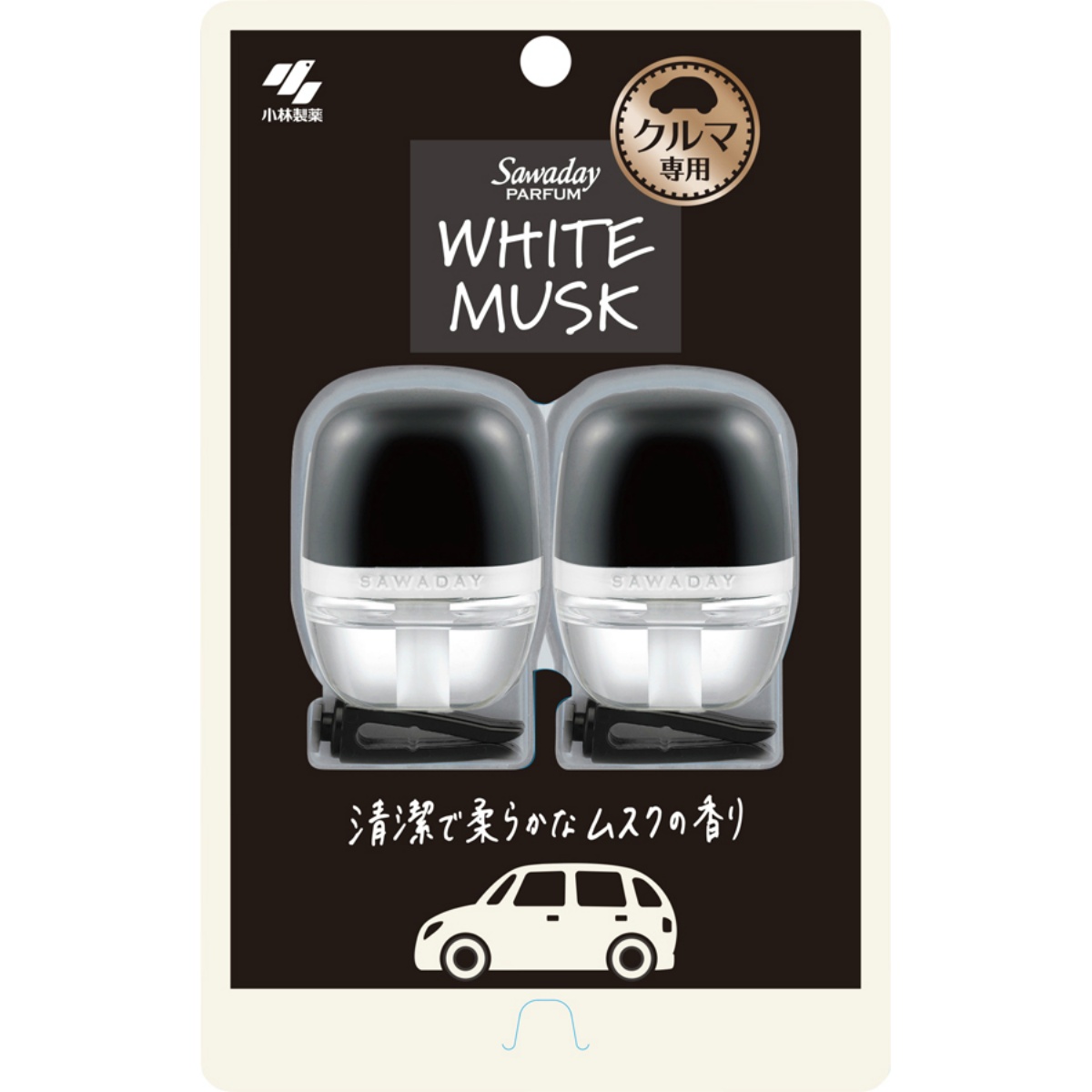 サワデー　クルマ専用クリップ　パルファムホワイトムスク　２個パック　１２ｍＬ