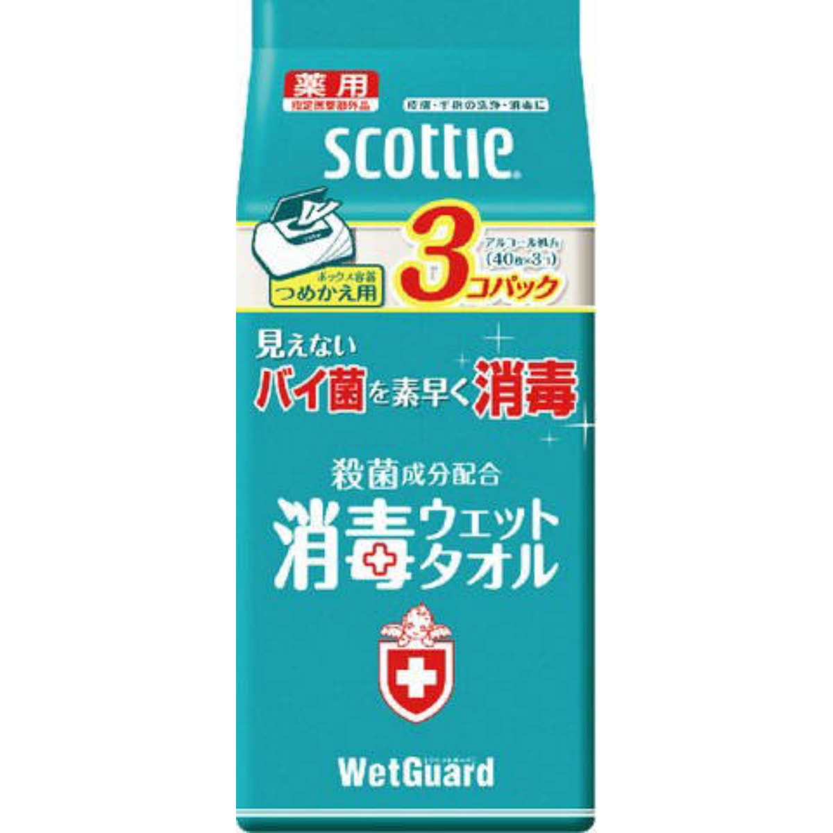 スコッティ　消毒ウェットボックス　替え　４０枚×３個パック