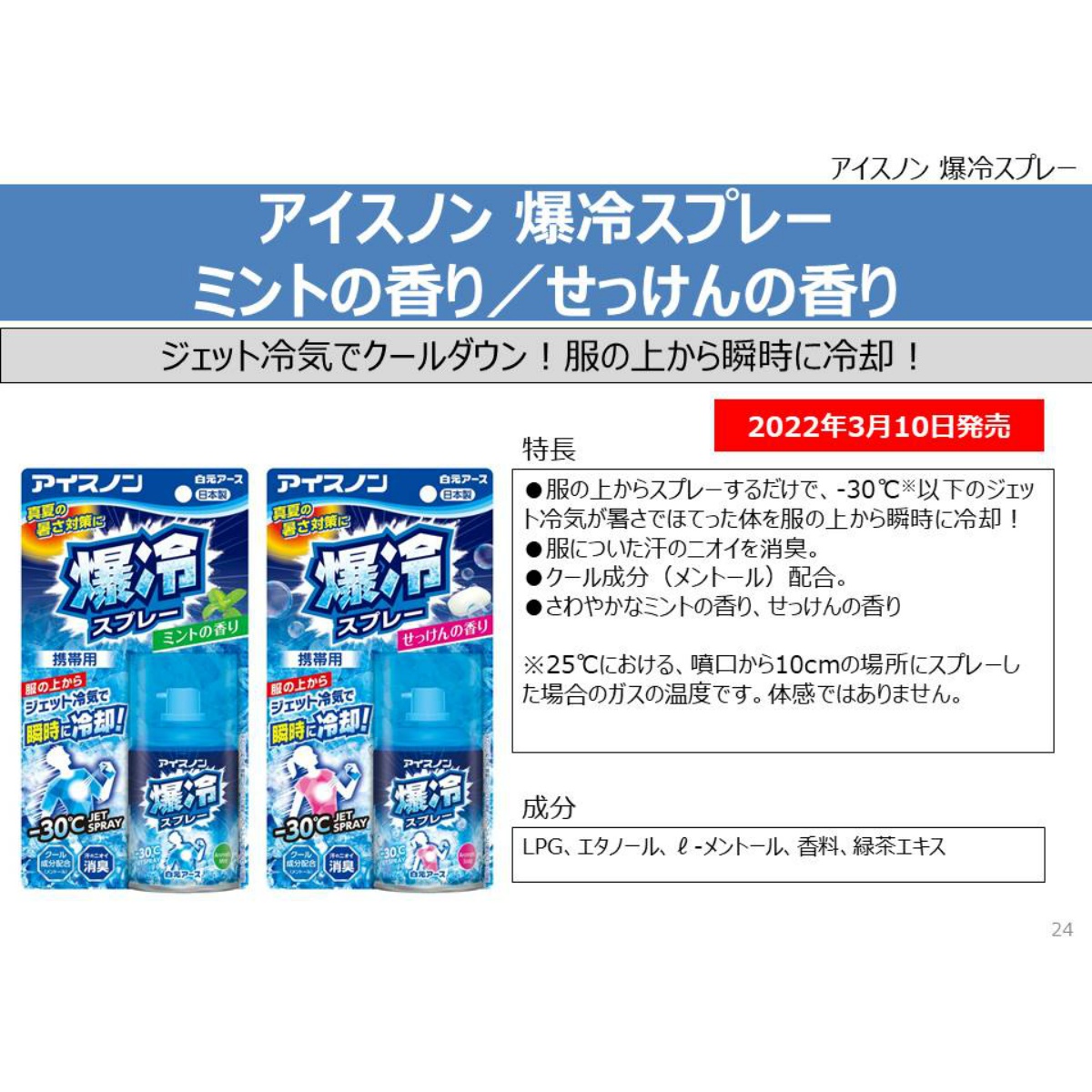 アイスノン　爆冷スプレー　せっけんの香り　９５ｍＬ