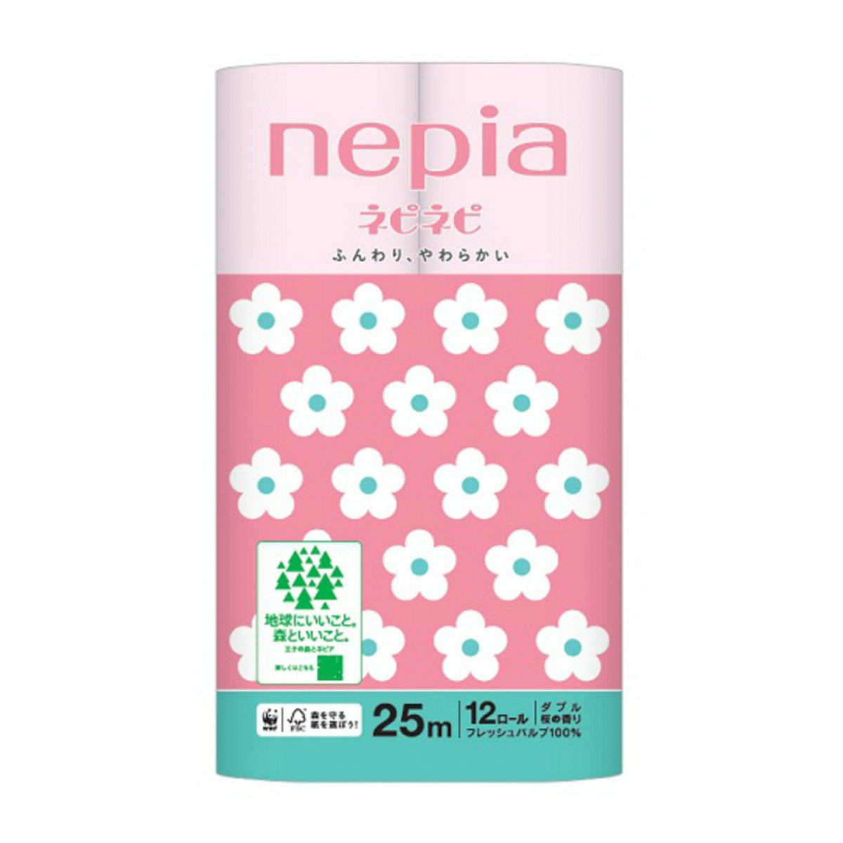ネピネピトイレットロール　１２ロール　ダブル　桜