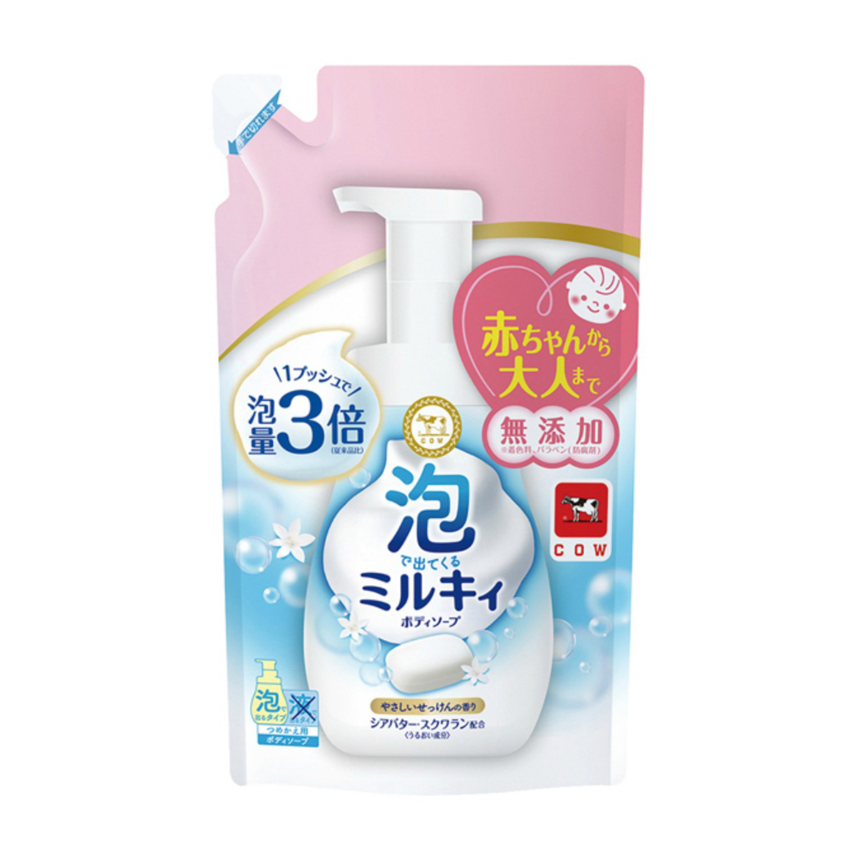 泡で出てくるミルキィボディソープ　やさしいせっけんの香り　つめかえ用　４５０ｍL