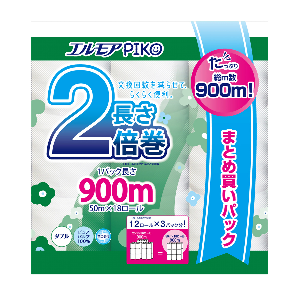 カミ商事　エルモア　ピコ　２倍巻　１８ロール　ダブル　５０Ｍ