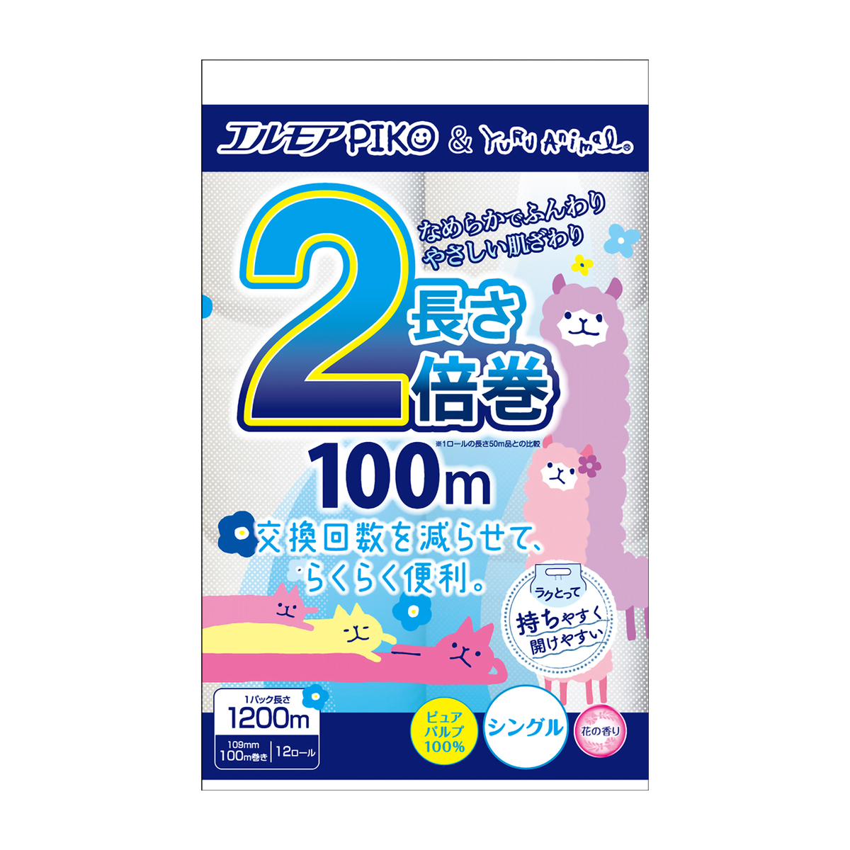 カミ商事　エルモア　ピコ　２倍巻　１２ロール　シングル　１００Ｍ
