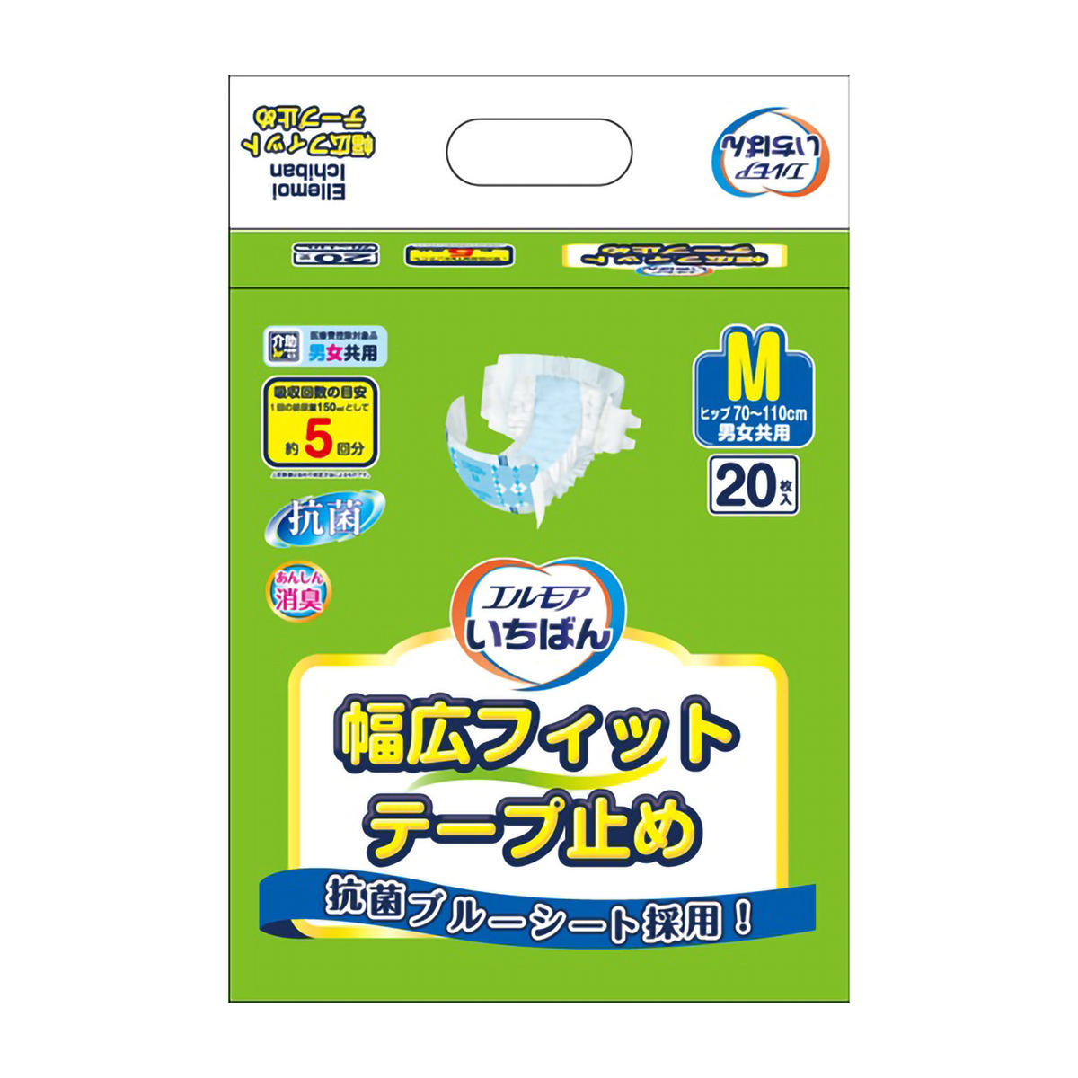 カミ商事　エルモアいちばん幅広フィットテープ止め　Ｍ　２０枚