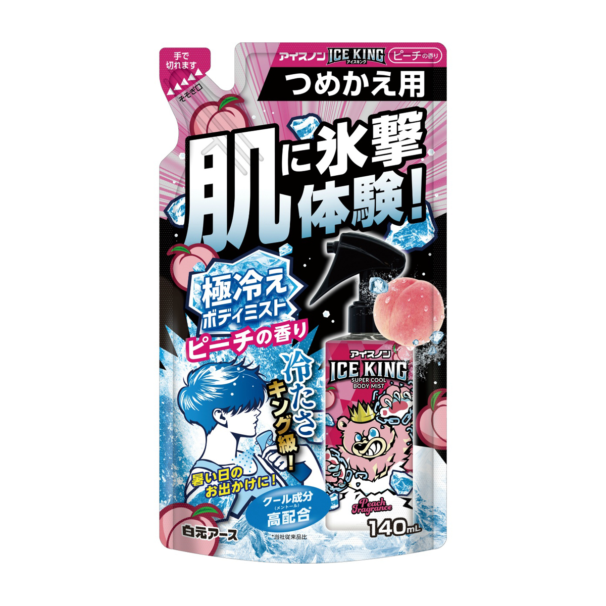 アイスノン ICE KING 極冷えボディミスト ピーチの香り つめかえ用
