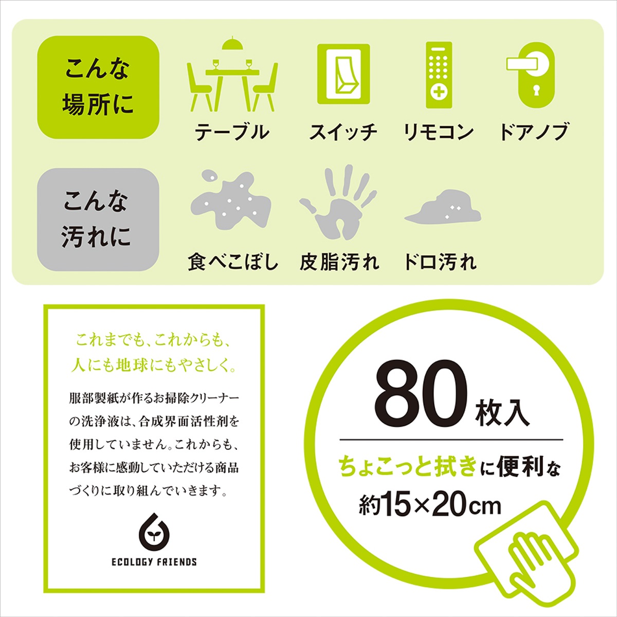 食卓のちょこっと拭き用８０枚