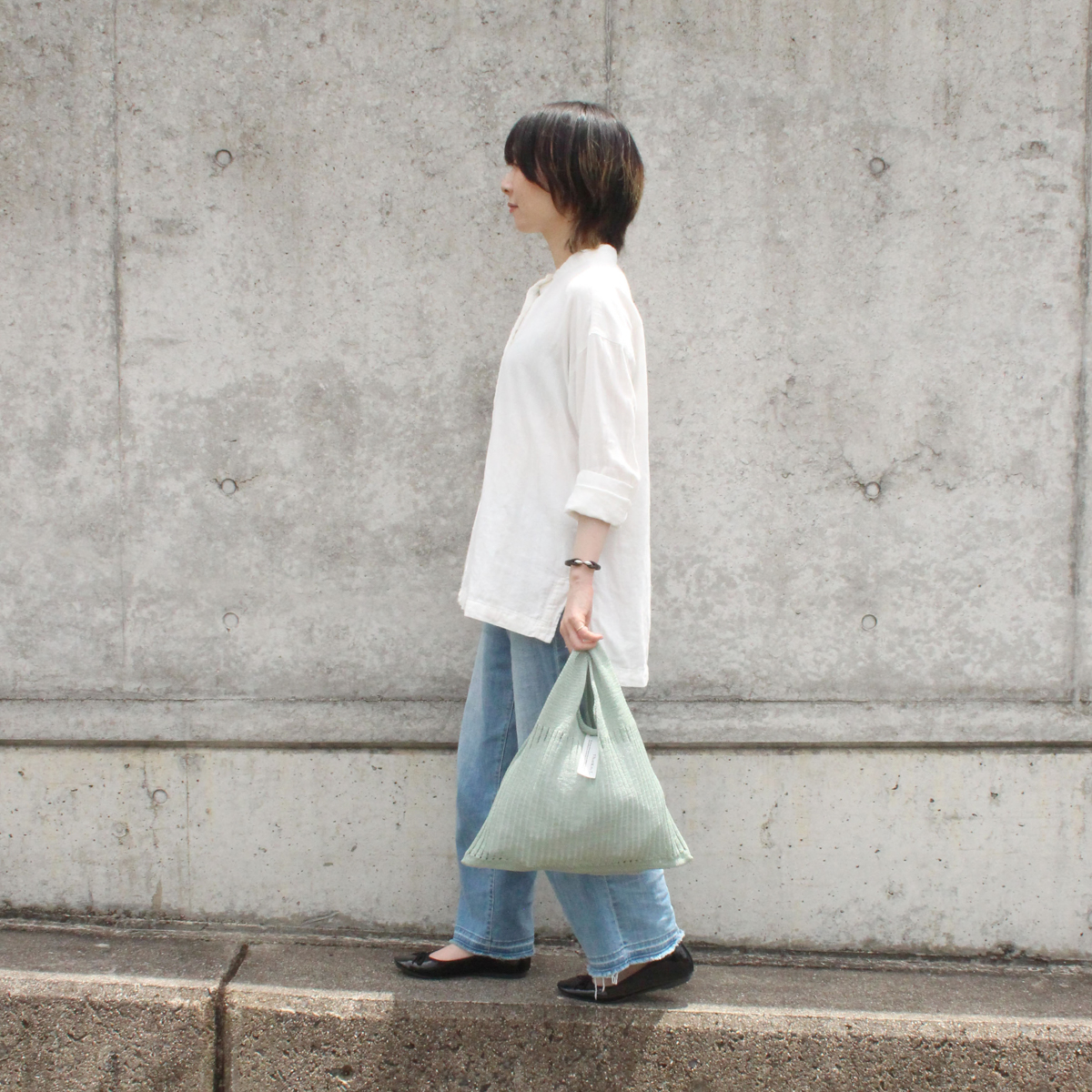 【ThinKniT】マルシェバック トライアングル ストライプ