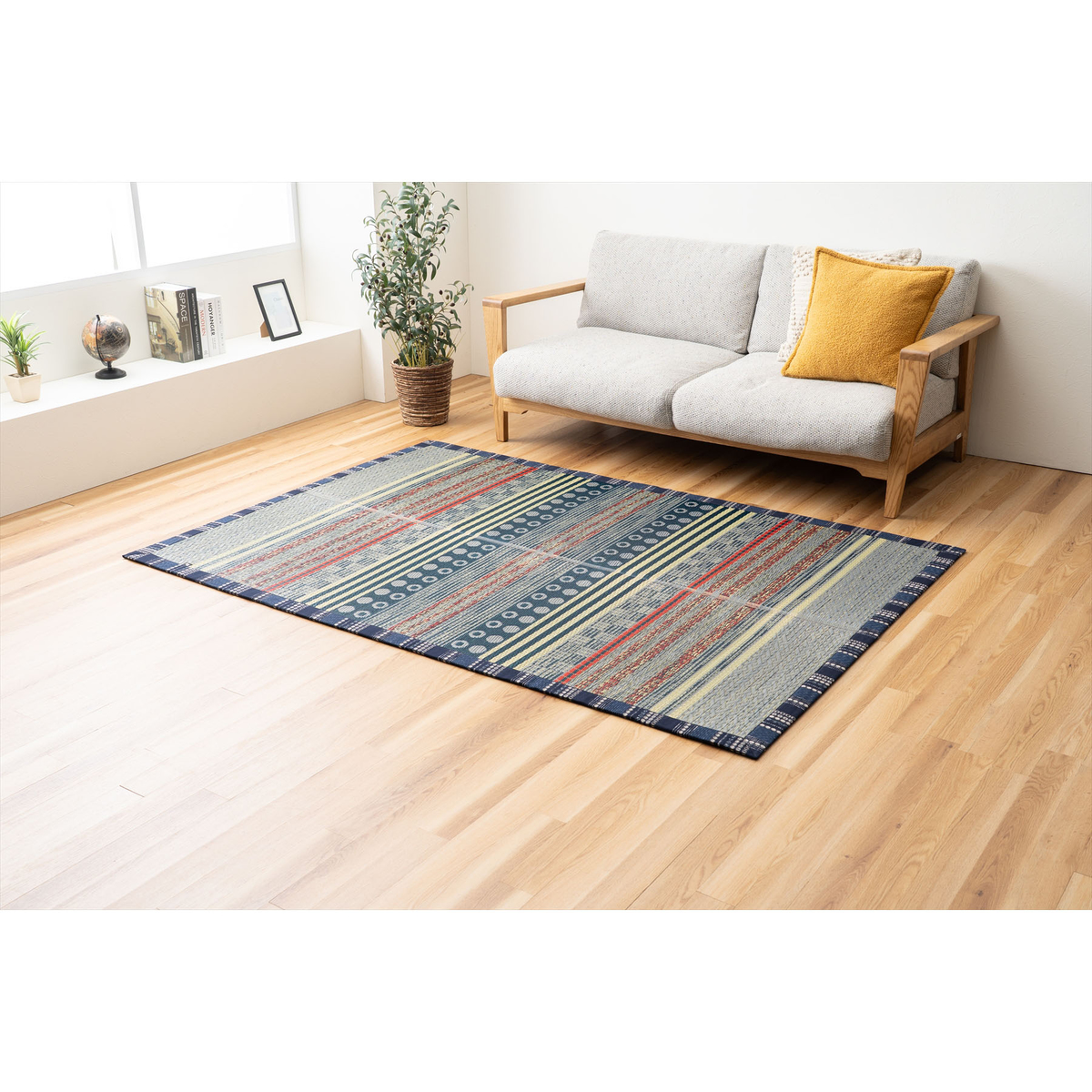 久留米織F月ごよみラグ＿ブルー＿140×200