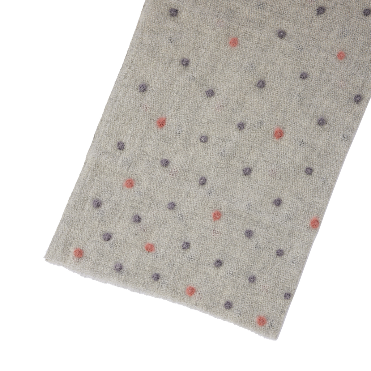 ウール混手刺繍ドットストール