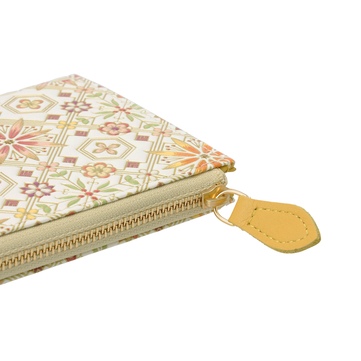 浅草文庫　かぜとゆき限定　L字ファスナー長財布　金彩花菱柄