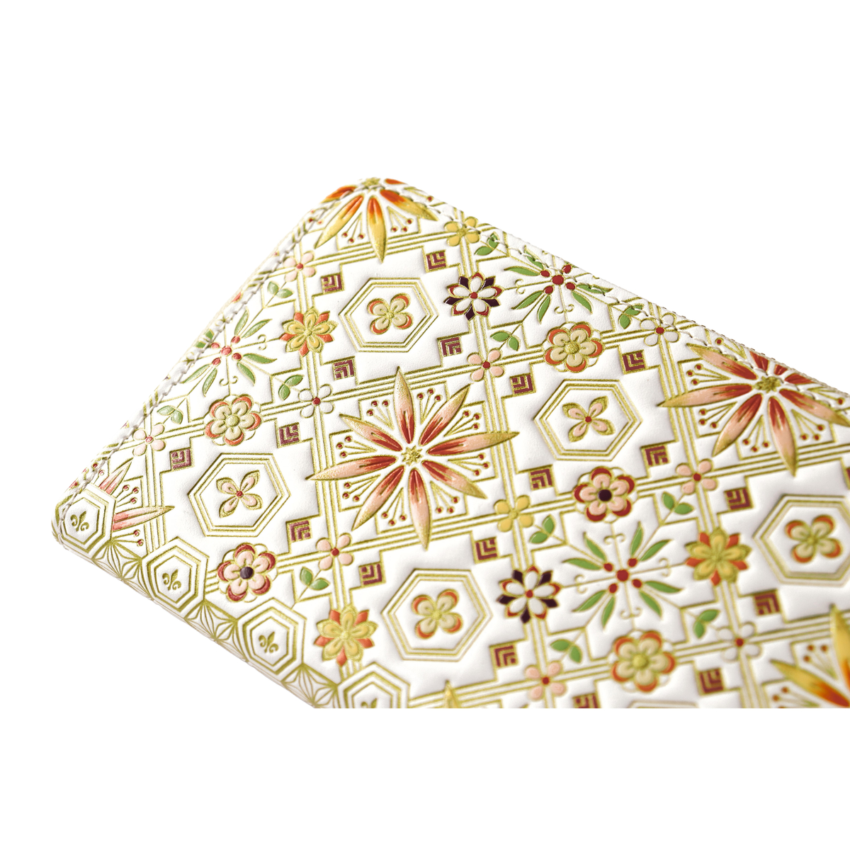 浅草文庫　かぜとゆき限定　L字ファスナー長財布　金彩花菱柄