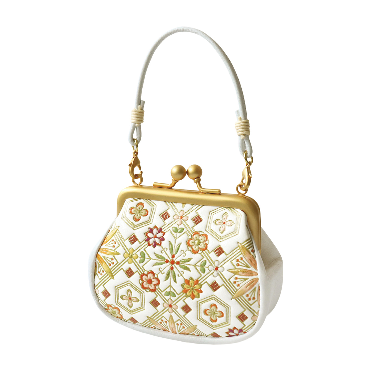 浅草文庫　かぜとゆき限定　がま口　金彩花菱柄