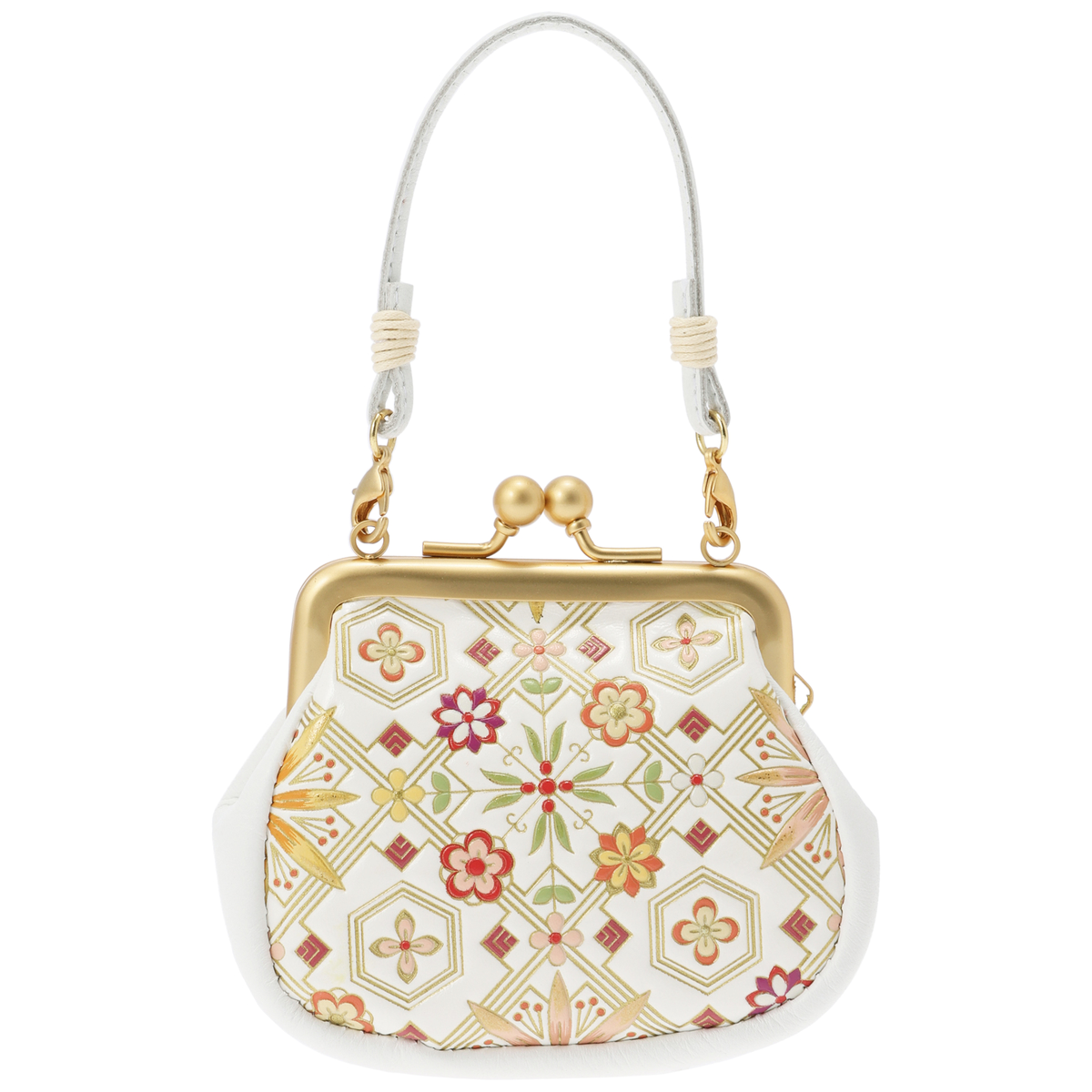 浅草文庫　かぜとゆき限定　がま口　金彩花菱柄