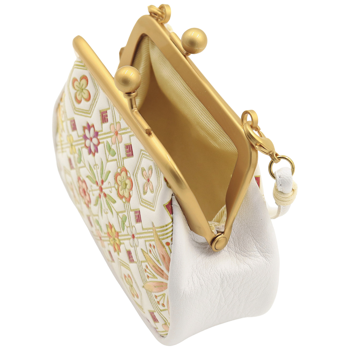 浅草文庫　かぜとゆき限定　がま口　金彩花菱柄