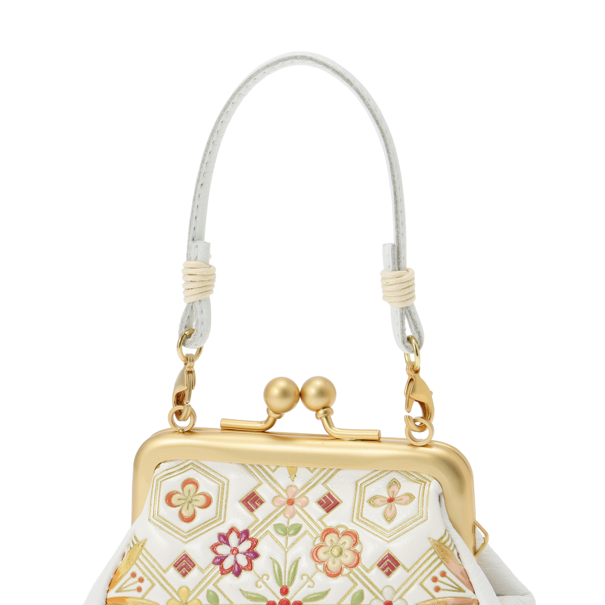 浅草文庫　かぜとゆき限定　がま口　金彩花菱柄