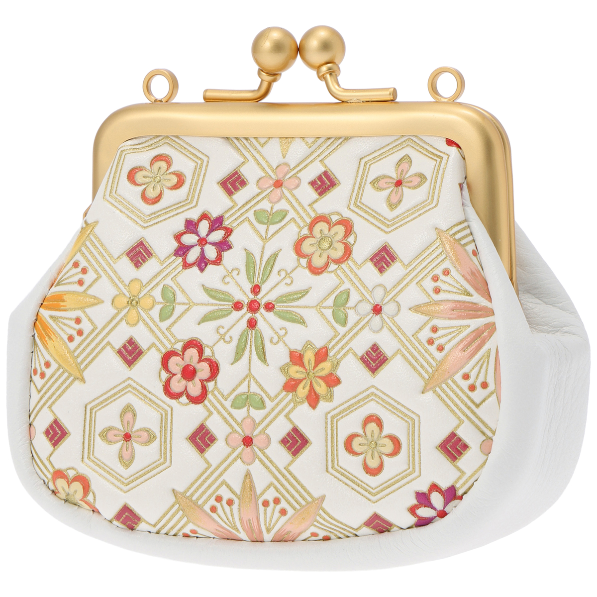 浅草文庫　かぜとゆき限定　がま口　金彩花菱柄