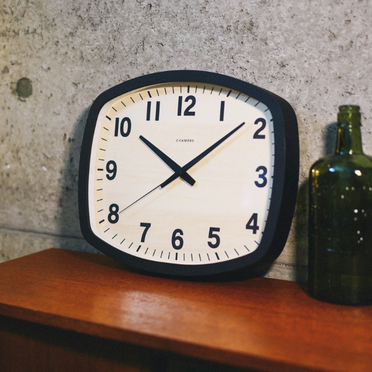 電波掛時計 Chambre R-SQUARE CLOCK BLACK