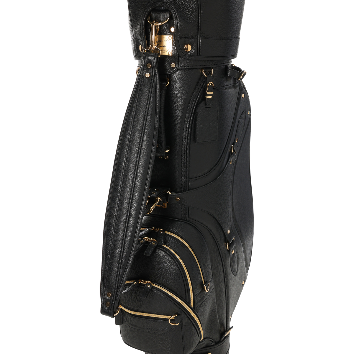 フルハンドメイド イタリアンレザークラシックキャディバッグ ブラック