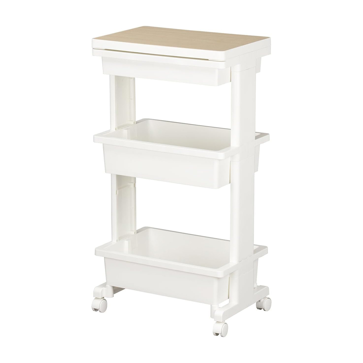 リセスタイル テーブルワゴン引出付ウッド 3段