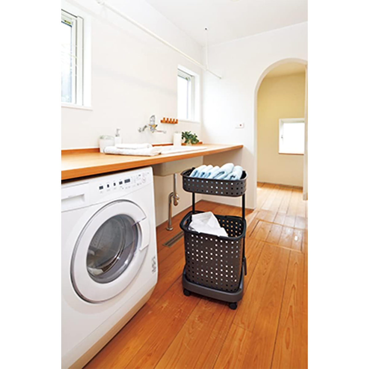 レクエア ランドリーバスケット 2段