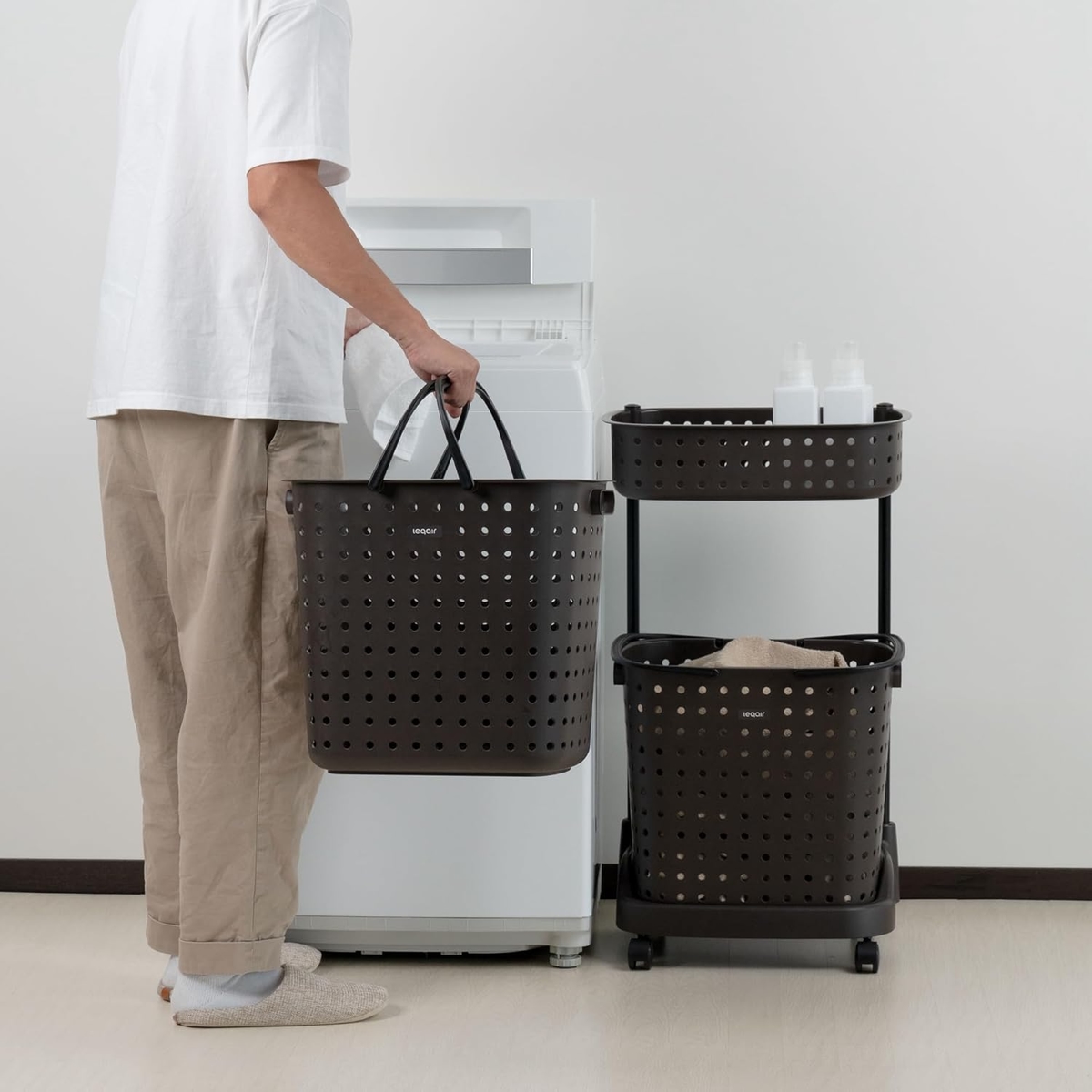 レクエア ランドリーバスケット 2段