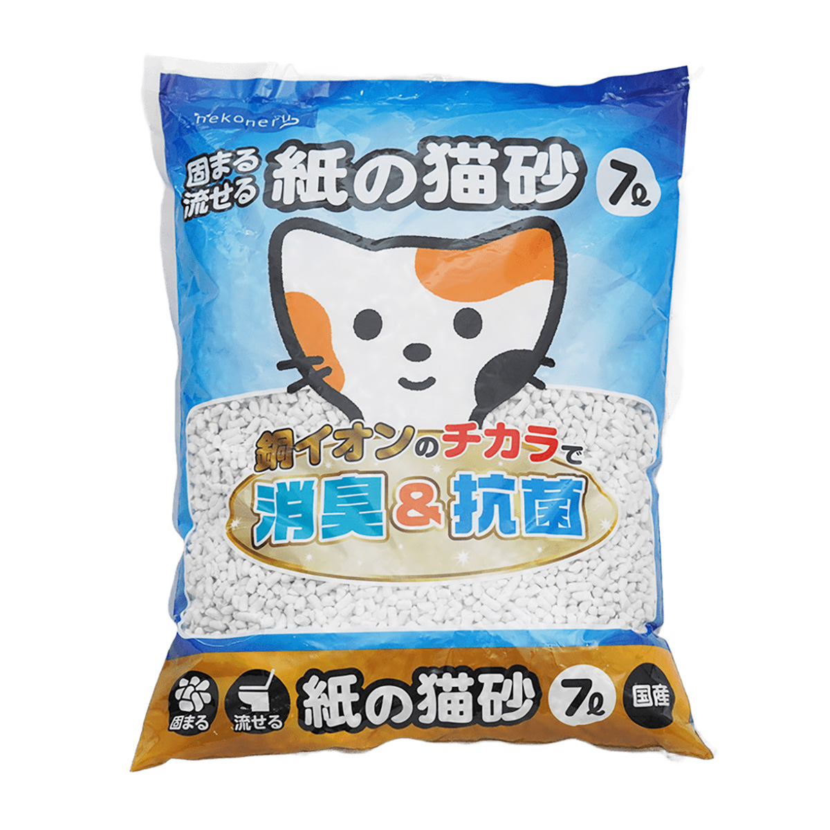 【ペット】ｎｅｋｏｎｅｒｕ　固まる流せる紙の猫砂　７Ｌ