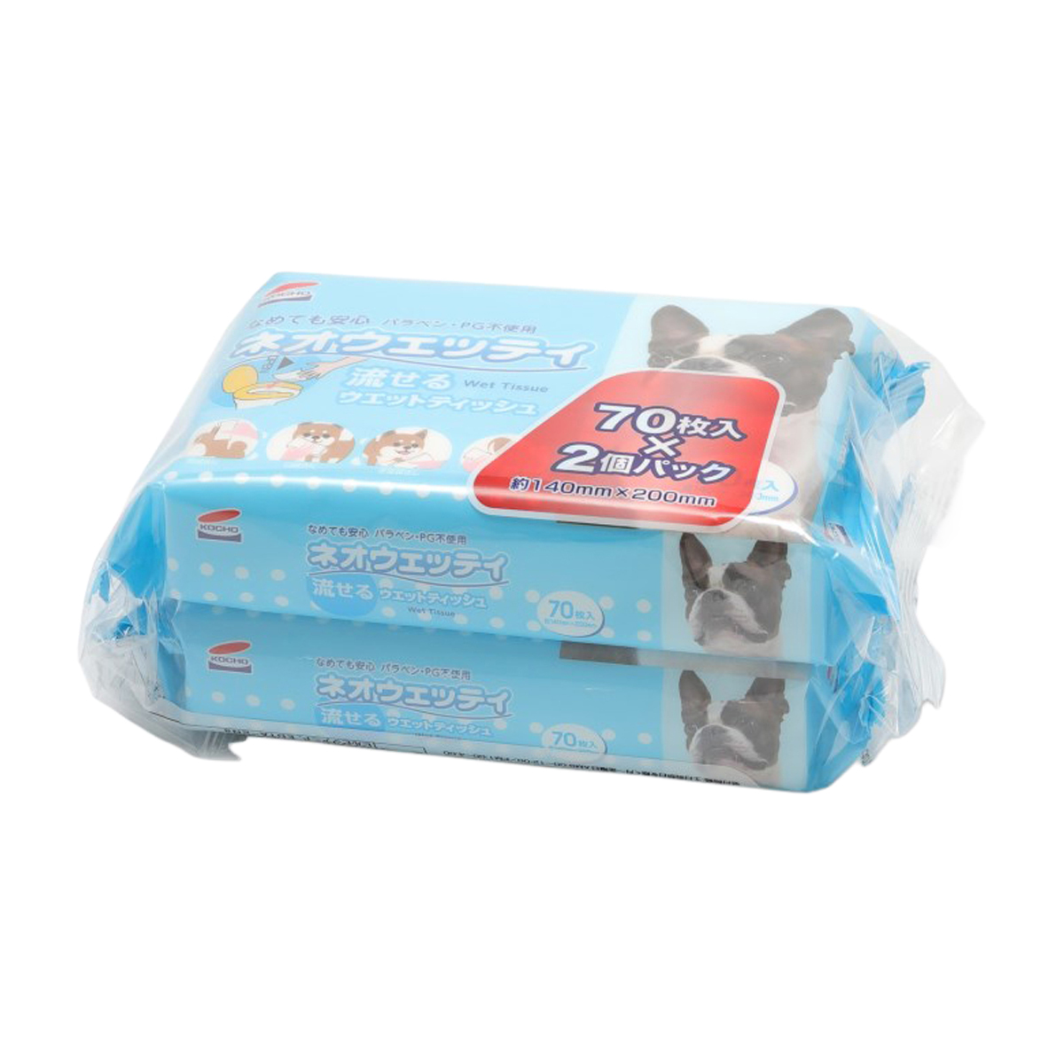 【ペット】ネオウェッティ　流せるウェットティッシュ　７０枚×２個パック