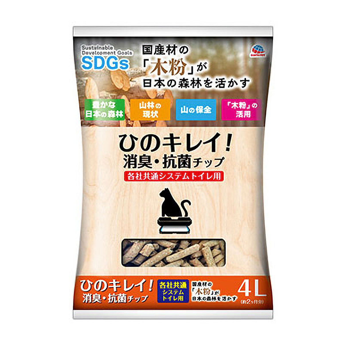 【ペット】ひのきれいシステムトイレチップ　４Ｌ