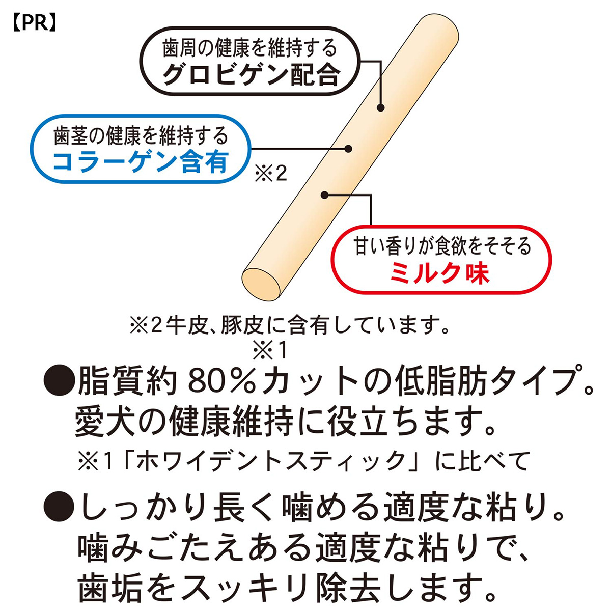 【ペット】ホワイデント　低脂肪チューイングスティック　超小型犬用　ミルク味　１２０ｇ 260531