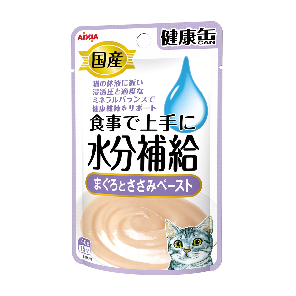 【ペット】国産健康缶パウチ　水分補給まぐろとささみペースト　４０ｇ