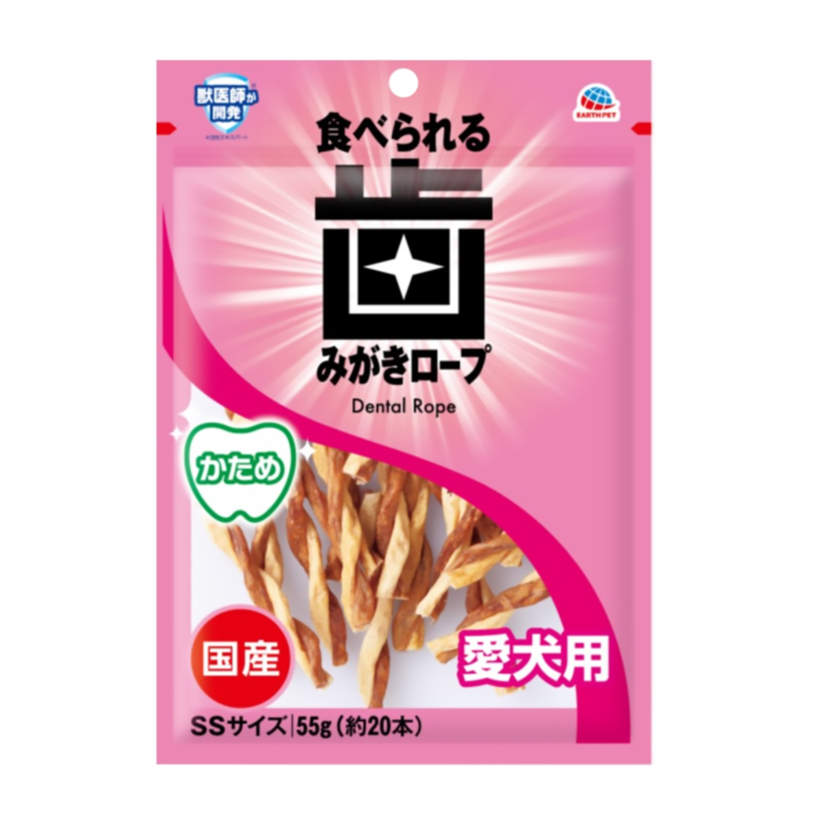 【ペット】食べられる歯みがきロープ愛犬用かためＳＳ　５５ｇ