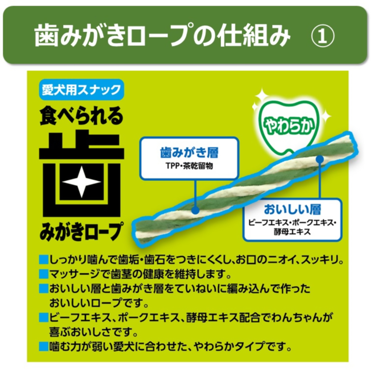 【ペット】食べられる歯みがきロープ愛犬用やわらかＳ　５５ｇ 260731