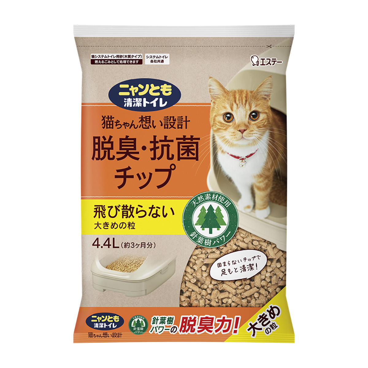 【ペット】ニャンとも清潔トイレ　脱臭・抗菌チップ　大きめの粒　４．４Ｌ