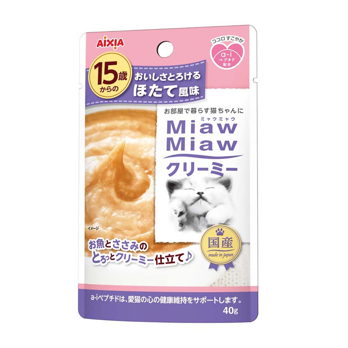 【ペット】ＭｉａｗＭｉａｗクリーミー　１５歳ほたて風味　４０ｇ