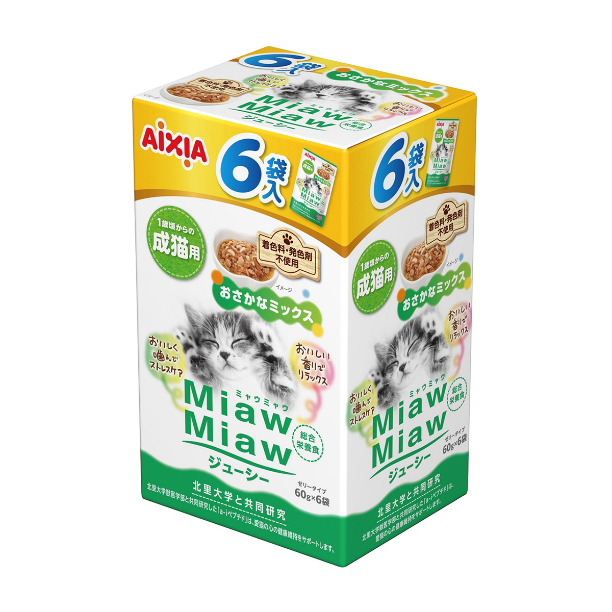 【ペット】ＭｉａｗＭｉａｗジューシー　おさかなミックス　６０ｇ×６