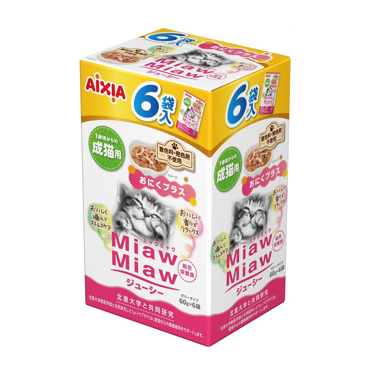 【ペット】ＭｉａｗＭｉａｗジューシー　おにくプラス　６０ｇ×６