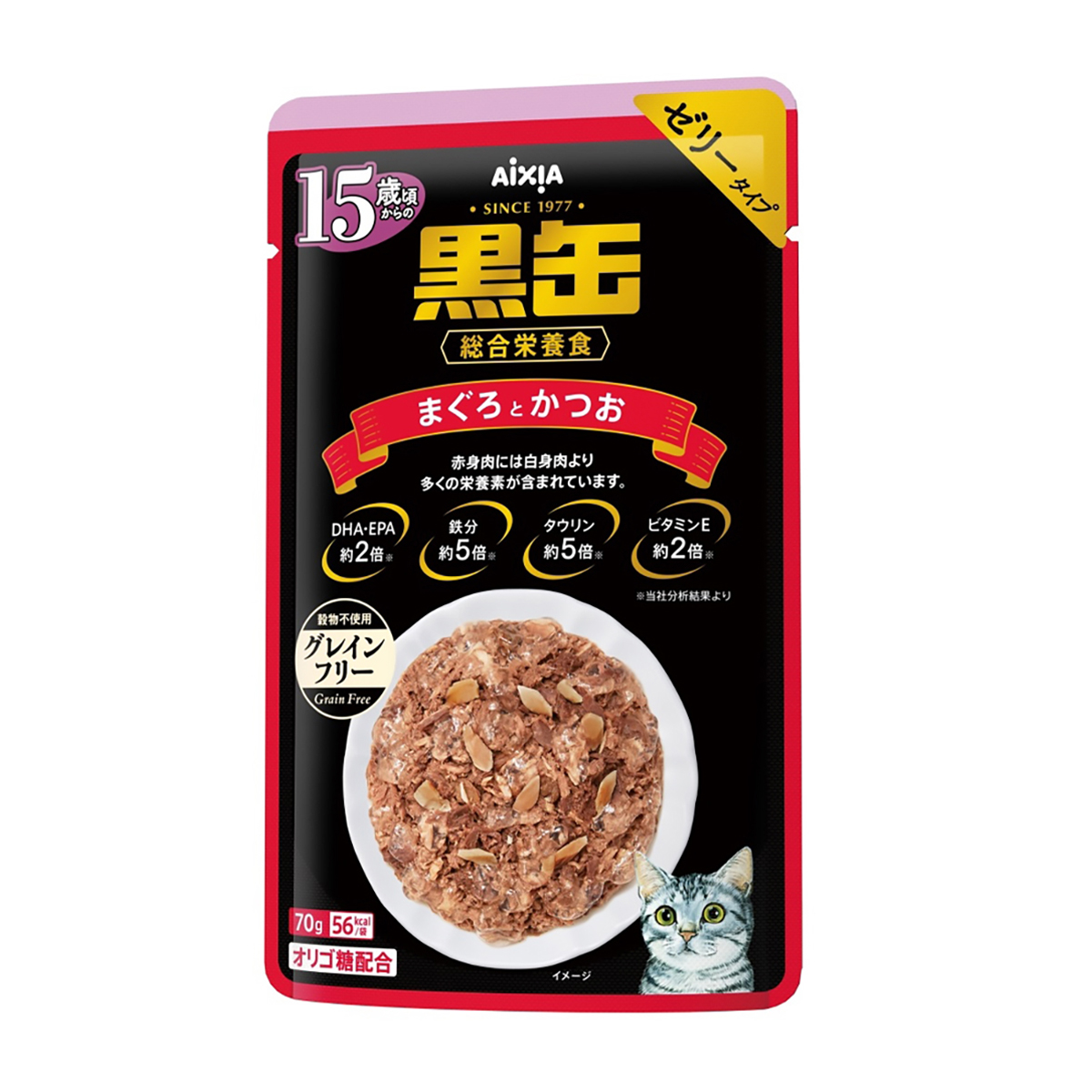 【ペット】黒缶パウチ　１５歳頃からのまぐろとかつお　７０ｇ