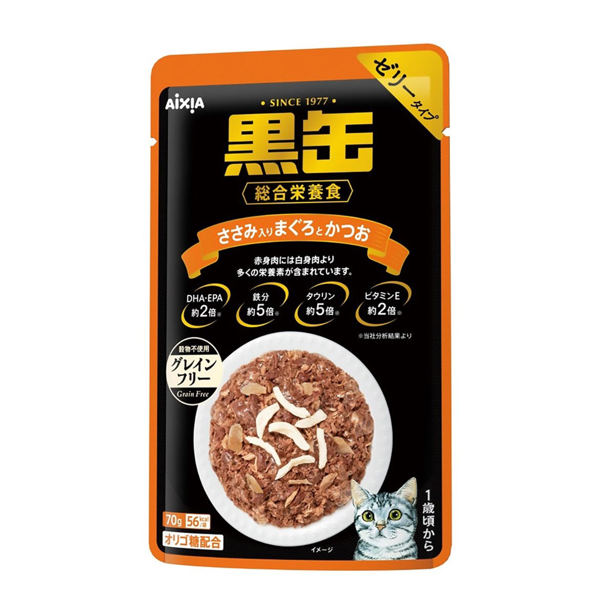 【ペット】黒缶パウチ　ささみ入りまぐろとかつお　７０ｇ