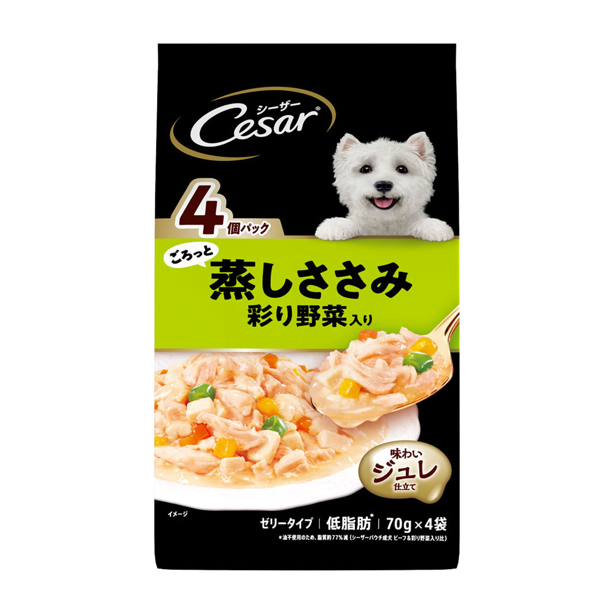 【ペット】シーザー　ごろっと蒸しささみ　彩り野菜入り　７０ｇ×４袋
