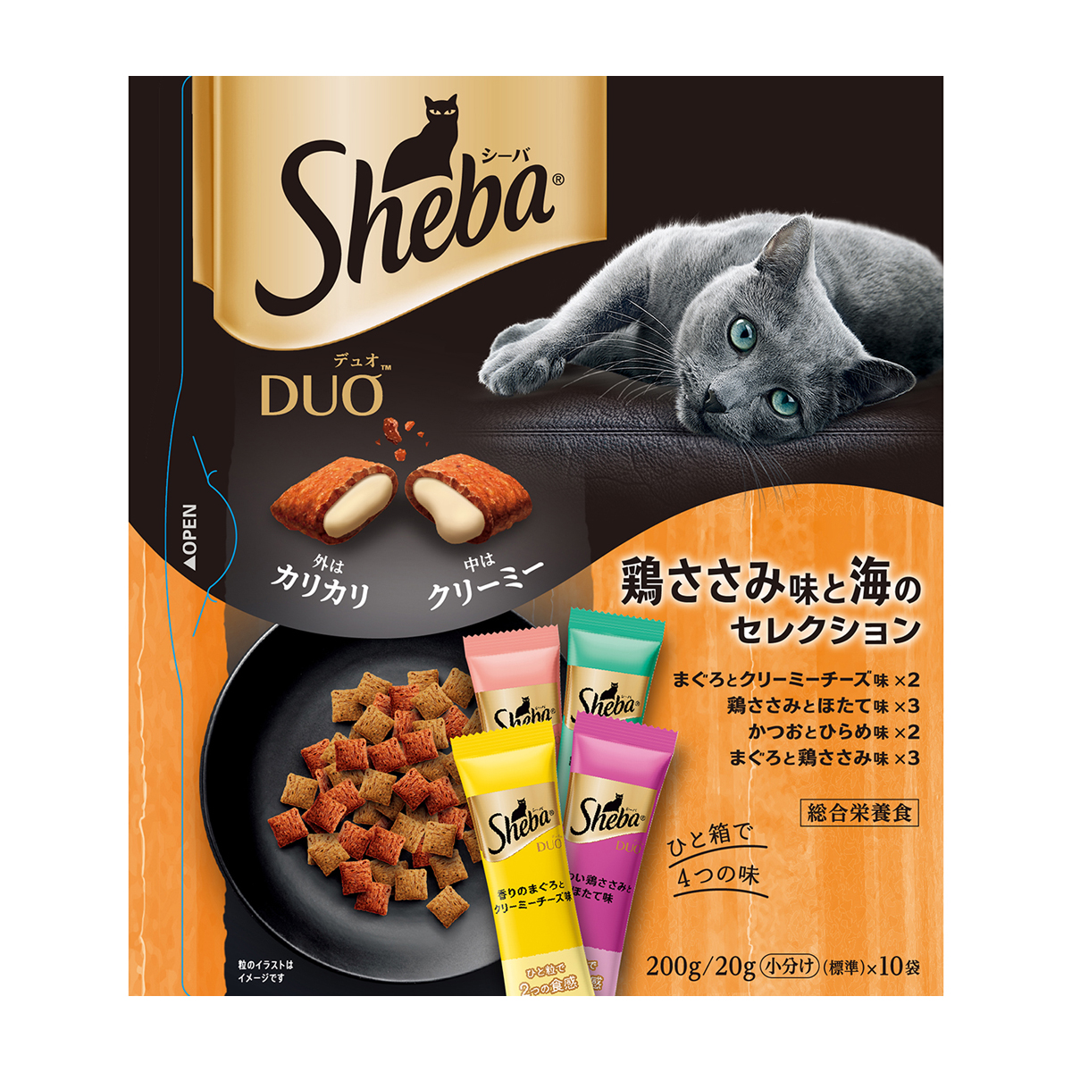 【ペット】シーバ　デュオ　鶏ささみ味と海のセレクション　２００ｇ