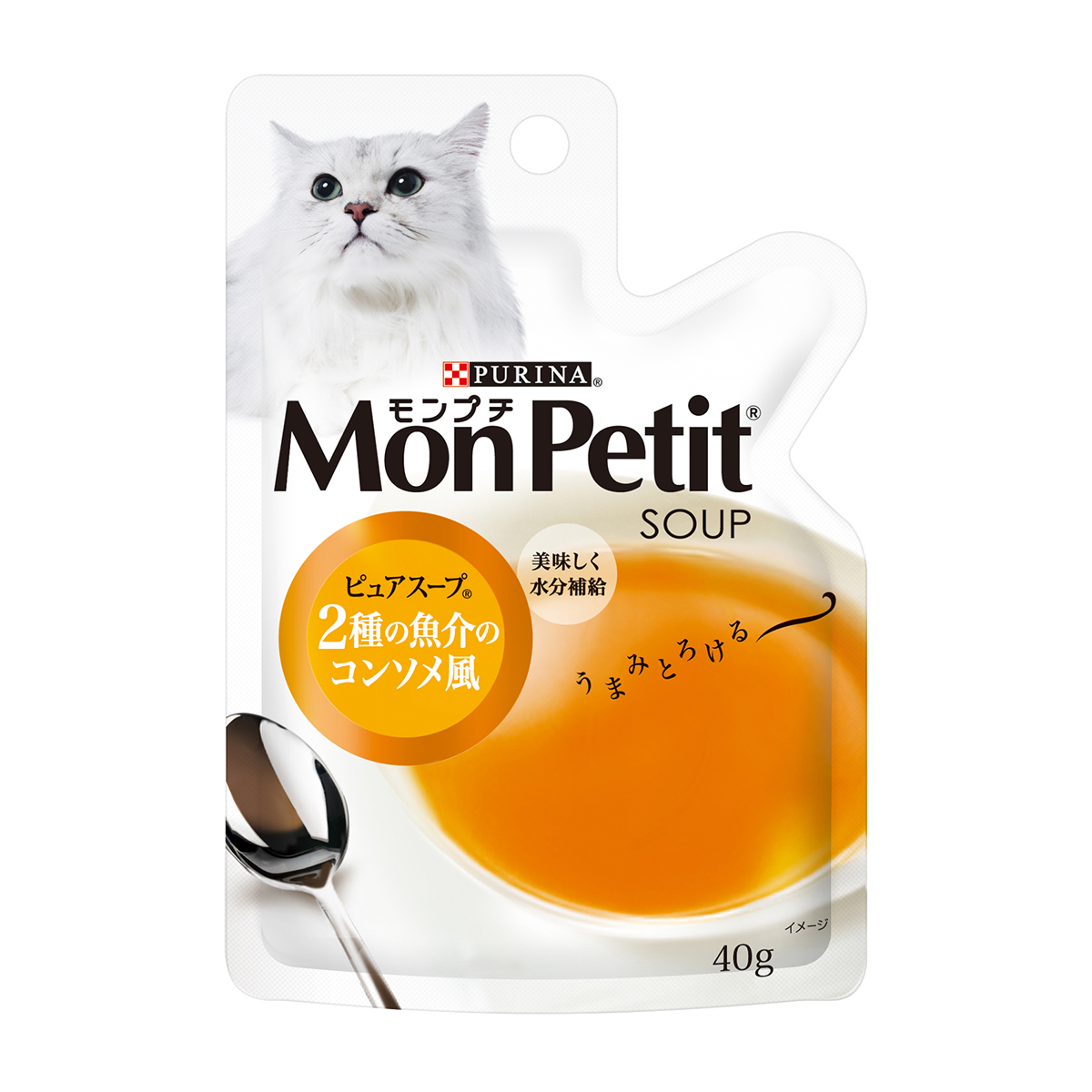 【ペット】モンプチ　スープ　ピュアスープ　２種の魚介のコンソメ風　４０ｇ