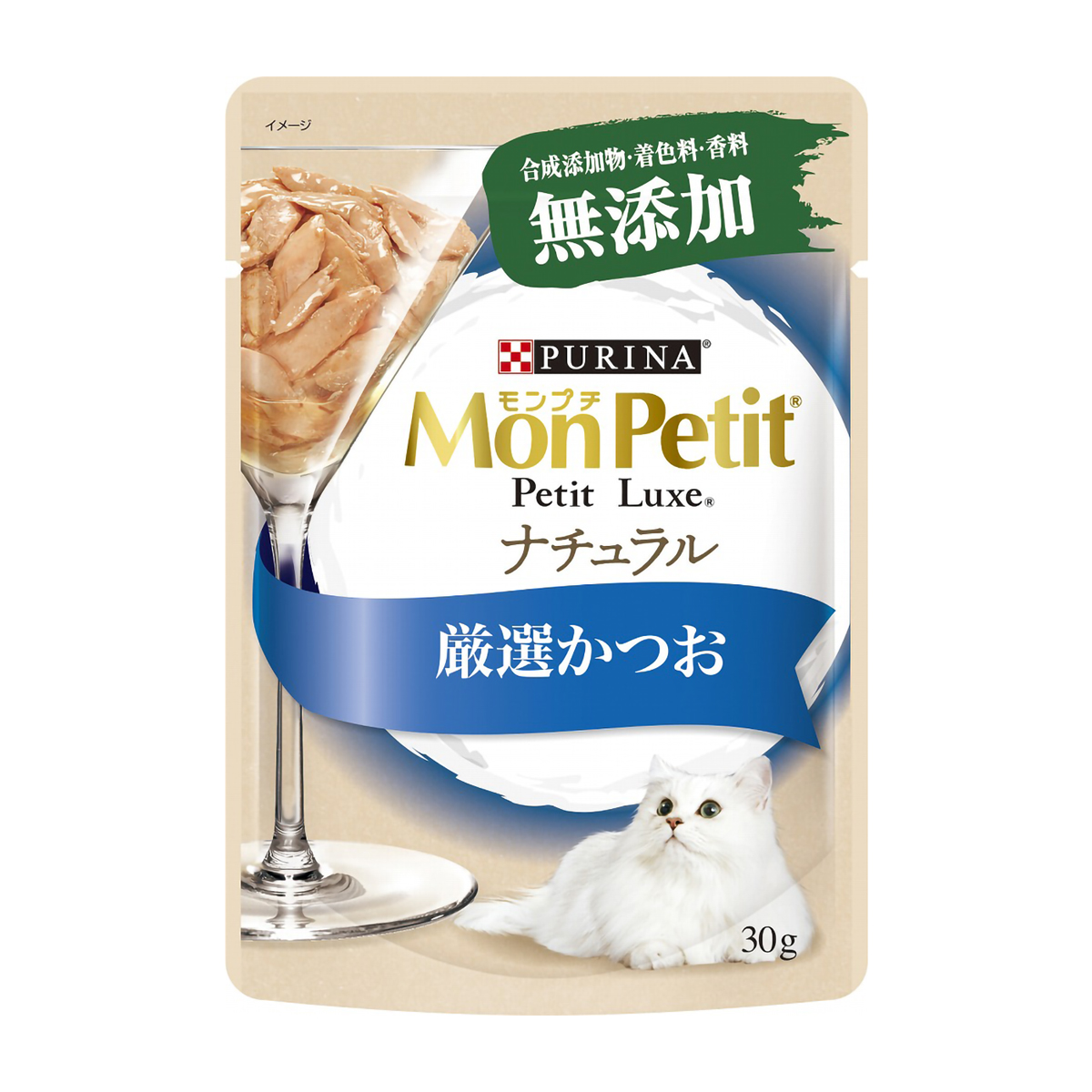 【ペット】モンプチ　プチリュクスパウチ　ナチュラル　成猫　かつお　３０ｇ